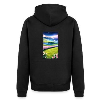 Paysage avec 4 zones, IA générative - Veste à capuche bio Premium Unisexe - noir - Dos - Nico (187cm)