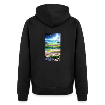 Paysage avec 4 zones, IA générative - Veste à capuche bio Premium Unisexe - noir - Dos - Nico (187cm)