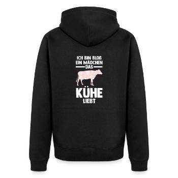 Kuh Landwirt Bauernhof Kühe - Unisex Premium Bio Zip Hoodie - Schwarz - Hinten - Nico (187cm)