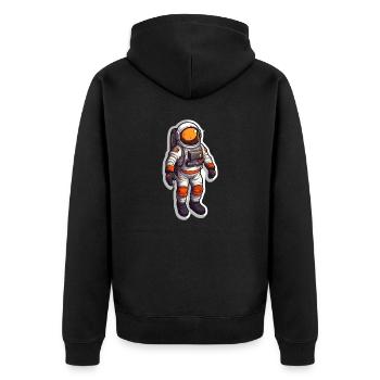 Weltraum-Nähe - Unisex Premium Bio Zip Hoodie - Schwarz - Hinten - Nico (187cm)