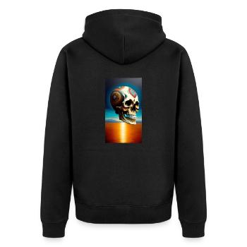 Schädel Logo - Unisex Premium Bio Zip Hoodie - Schwarz - Hinten - Nico (187cm)
