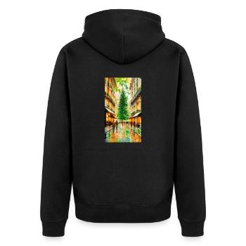 Lebendige Stadtstraße mit Weihnachtsbaum Vibrant - Unisex Premium Bio Zip Hoodie - Schwarz - Hinten - Nico (187cm)