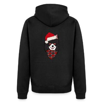 Chihuahua mit Weihnachtsmütze - Unisex Premium Bio Zip Hoodie - Schwarz - Hinten - Nico (187cm)
