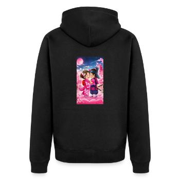 Amour Manga – Romance de Saint-Valentin - Veste à capuche bio Premium Unisexe - noir - Dos - Nico (187cm)