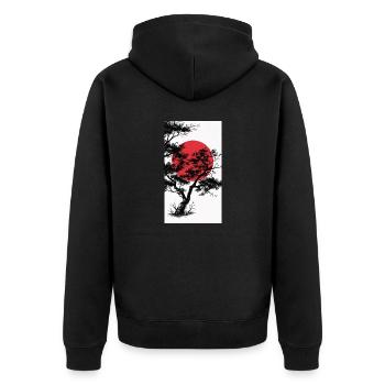 Arbre noir de style manga avec soleil rouge - Veste à capuche bio Premium Unisexe - noir - Dos - Nico (187cm)