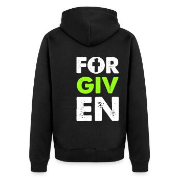 forgiveness bible saying - Unisex Premium Organic Zip Hoodie - black - Back - Nico (187cm)