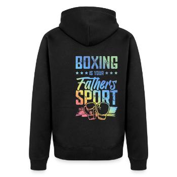 Boxing Papa Boxen Kampfsport - Unisex Premium Bio Zip Hoodie - Schwarz - Hinten - Nico (187cm)