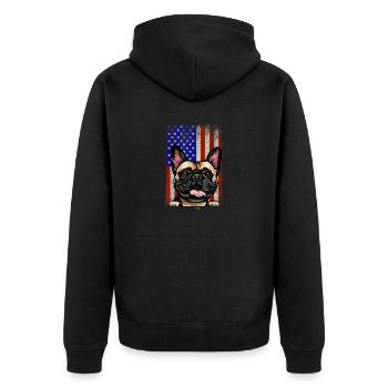 American USA Flag Dog Lovers French Bulldog - Veste à capuche bio Premium Unisexe - noir - Dos - Nico (187cm)