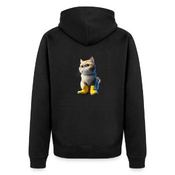 Katze - Unisex Premium Bio Zip Hoodie - Schwarz - Hinten - Nico (187cm)