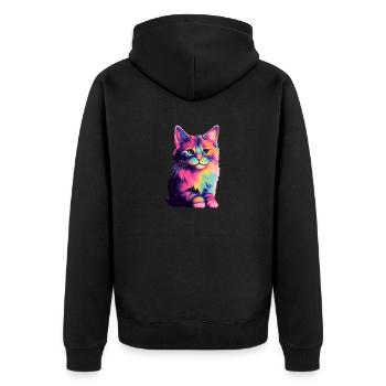 Universe Cat - Unisex Premium Bio Zip Hoodie - Schwarz - Hinten - Nico (187cm)
