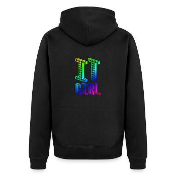 IT Girl | Nerd | Computer | Informatikerin - Unisex Premium Bio Zip Hoodie - Schwarz - Hinten - Nico (187cm)