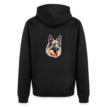 Belgian Shepherd Dog Watercolors - Unisex Premium Organic Zip Hoodie - black - Back - Nico (187cm)