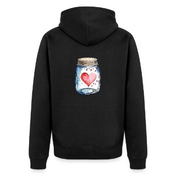 Verre plein de cœurs d’amour Aquarelles - Veste à capuche bio Premium Unisexe - noir - Dos - Nico (187cm)