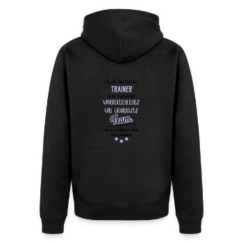 Bester Trainer Tasse - Unisex Premium Bio Zip Hoodie - Schwarz - Hinten - Nico (187cm)