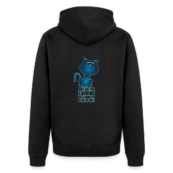 Why are you Looking at me? Hmmm! - Unisex Premium Organic Zip Hoodie - black - Back - Nico (187cm)