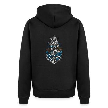 Skilled Sailor - Unisex Premium Bio Zip Hoodie - Schwarz - Hinten - Nico (187cm)