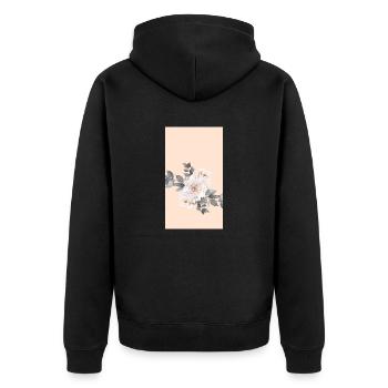 Pastellfarbe Hautton Rosen Grau Blätter Blumen - Unisex Premium Bio Zip Hoodie - Schwarz - Hinten - Nico (187cm)