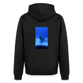See Walze - Unisex Premium Bio Zip Hoodie - Schwarz - Hinten - Nico (187cm)