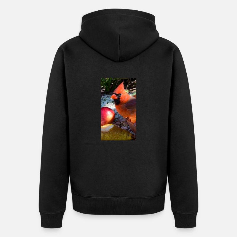 Nördlicher Kardinal - Unisex Premium Bio Zip Hoodie - Schwarz