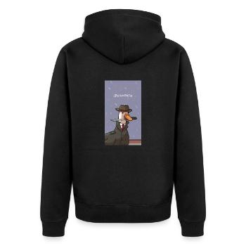 Meme Ente - Unisex Premium Bio Zip Hoodie - Schwarz - Hinten - Nico (187cm)