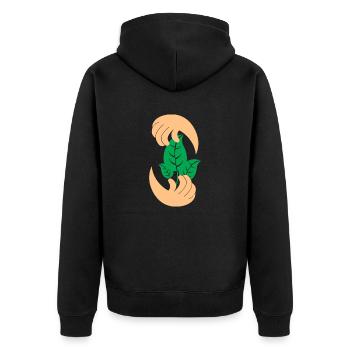 nature - Unisex Premium Bio Zip Hoodie - Schwarz - Hinten - Nico (187cm)