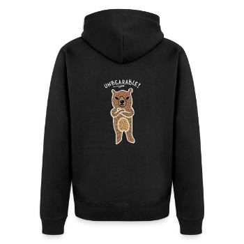 Unerträglicher Bär (Weiß) - Unisex Premium Bio Zip Hoodie - Schwarz - Hinten - Nico (187cm)