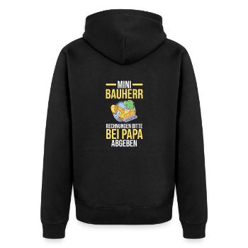 Dinosaurier Bagger Bauherr - Unisex Premium Bio Zip Hoodie - Schwarz - Hinten - Nico (187cm)