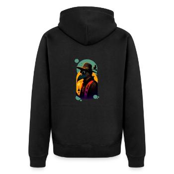 Pestdoktor Comic - Unisex Premium Bio Zip Hoodie - Schwarz - Hinten - Nico (187cm)