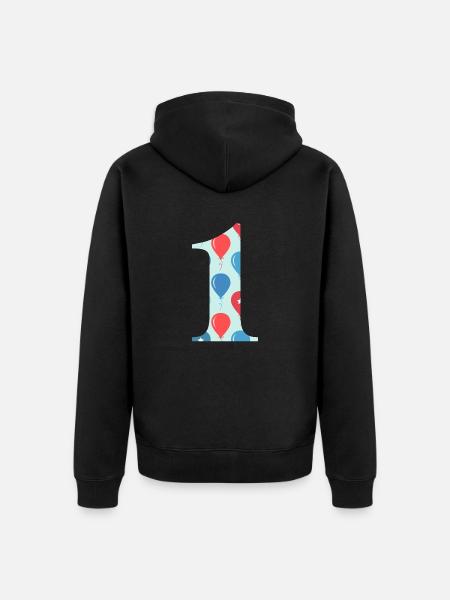 1st anniversary balloon - Unisex Premium Organic Zip Hoodie - black