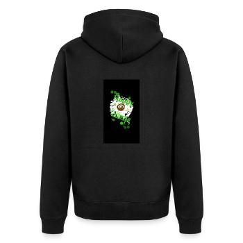 The Design mit the (Meer)Schwein - Unisex Premium Bio Zip Hoodie - Schwarz - Hinten - Nico (187cm)