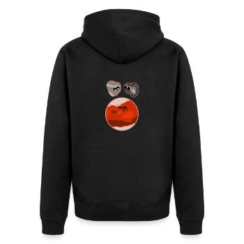 Der Mars mit seinen Monden in niedlich! - Unisex Premium Bio Zip Hoodie - Schwarz - Hinten - Nico (187cm)
