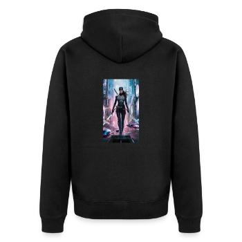 Ninja-Superhero - Unisex Premium Bio Zip Hoodie - Schwarz - Hinten - Nico (187cm)