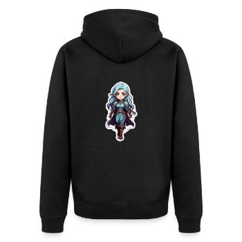 Mittelalterliche Fantasy-Assassine - Unisex Premium Bio Zip Hoodie - Schwarz - Hinten - Nico (187cm)