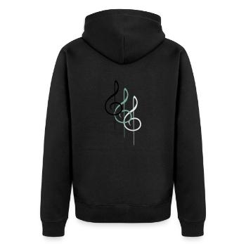 Musik Notenschlüssel Note Melodie Musiknote Sound - Unisex Premium Bio Zip Hoodie - Schwarz - Hinten - Nico (187cm)
