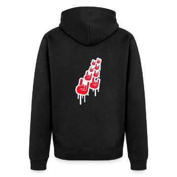 Heavy Metal Hard Rock Graffiti Horns Hand Gesture - Unisex Premium Organic Zip Hoodie - black - Back - Nico (187cm)
