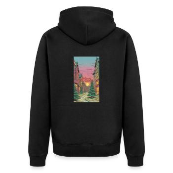 Merry Christmas Winter Village Scene Merry - Unisex Premium Organic Zip Hoodie - black - Back - Nico (187cm)