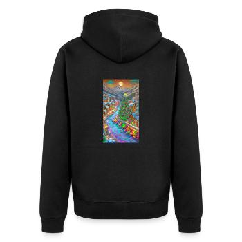 Weihnachtstage Dorf Christmas Days Village - Unisex Premium Bio Zip Hoodie - Schwarz - Hinten - Nico (187cm)