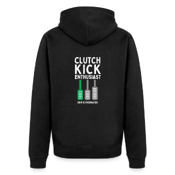 Clutch Kick Enthusiast - Unisex Premium Bio Zip Hoodie - Schwarz - Hinten - Nico (187cm)