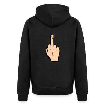 Middle finger - Unisex Premium Organic Zip Hoodie - black - Back - Nico (187cm)