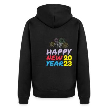 Joyeux Nouvel An 2023 Réveillon du Nouvel An Noël - Veste à capuche bio Premium Unisexe - noir - Dos - Nico (187cm)