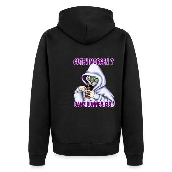 Ganz Dünnes Eis Morgenmuffel Katze Kaffee - Unisex Premium Bio Zip Hoodie - Schwarz - Hinten - Nico (187cm)
