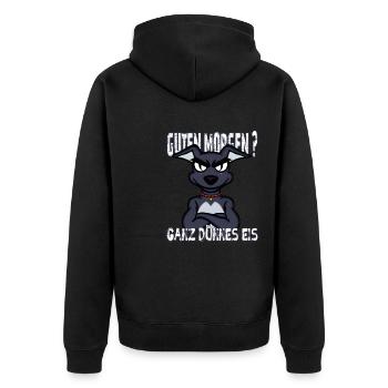 Ganz Dünnes Eis Morgenmuffel Hund Kaffee - Unisex Premium Bio Zip Hoodie - Schwarz - Hinten - Nico (187cm)