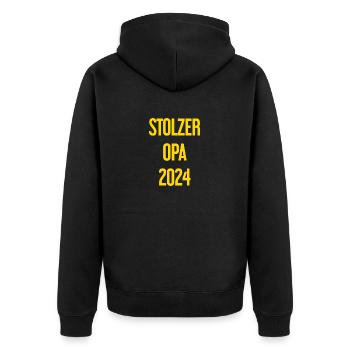 Stolzer Opa 2024 – Perfekt für frischgebackene Opa - Unisex Premium Bio Zip Hoodie - Schwarz - Hinten - Nico (187cm)