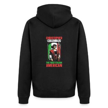 Columbus Day Amérique 1492 Découverte des États-Unis - Veste à capuche bio Premium Unisexe - noir - Dos - Nico (187cm)