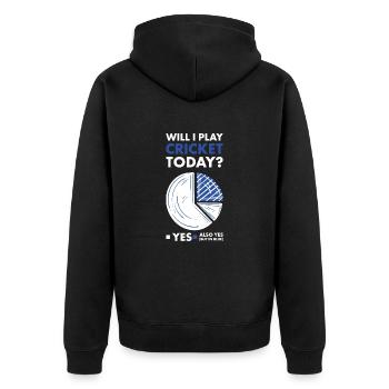 Sport Will I Play Cricket - Unisex Premium Bio Zip Hoodie - Schwarz - Hinten - Nico (187cm)