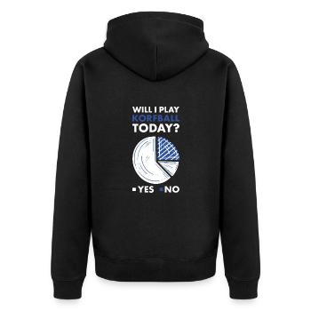 Sport Will I Play Korfball - Unisex Premium Organic Zip Hoodie - black - Back - Nico (187cm)