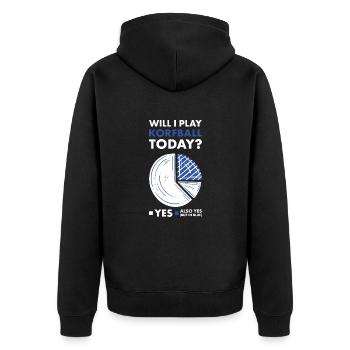 Sport Will I Play Korfball - Unisex Premium Organic Zip Hoodie - black - Back - Nico (187cm)