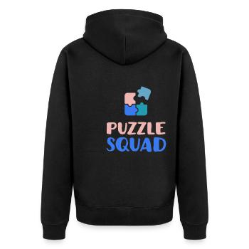 Jigsaw Puzzle Squad Funny Saying Hobby Puzzling - Unisex Premium Organic Zip Hoodie - black - Back - Nico (187cm)