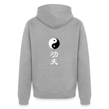 tao kung fu - Veste à capuche bio Premium Unisexe - gris chiné - Dos - Nico (187cm)