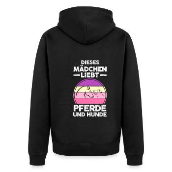 Pferde Pferdeliebhaber Hundeliebhaber Hunde - Unisex Premium Bio Zip Hoodie - Schwarz - Hinten - Nico (187cm)
